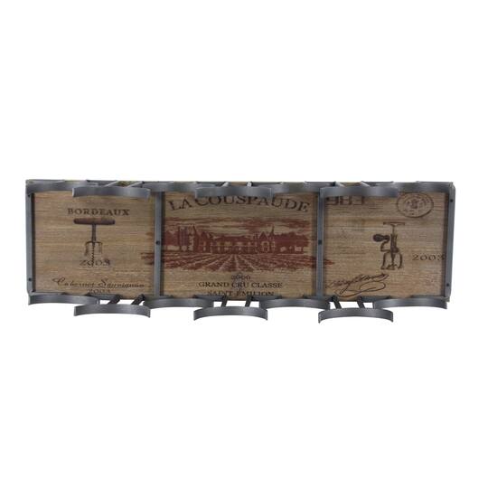 26" Brown Metal Industrial Wine Holder